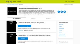 Dynamite Coupon Codes & Promo Codes 2019 - WagJag