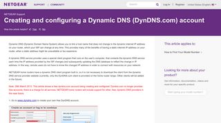 Creating and configuring a Dynamic DNS (DynDNS.com) account ...