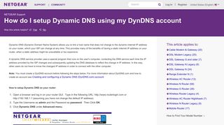 How do I setup Dynamic DNS using my DynDNS account | Answer ...