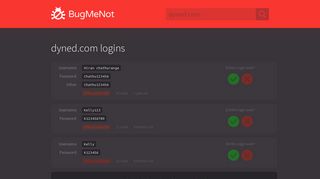 dyned.com passwords - BugMeNot