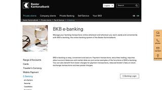 BKB e-banking - Private and company clients - Basler Kantonalbank