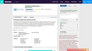 E-Central Credit Union Reviews - WalletHub