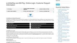 e-childsPay.com Bill Pay, Online Login, Customer Support Information