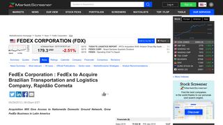FedEx Corporation : FedEx to Acquire Brazilian Transportation and ...