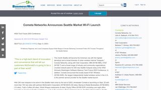 Cometa Networks Announces Seattle Market Wi-Fi Launch | Business ...