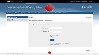 Login - Copyright E-Filing - Canadian Intellectual Property Office