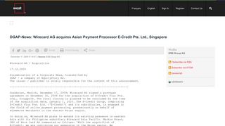 DGAP-News: Wirecard AG acquires Asian Payment Processor E ...