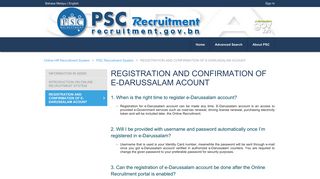 registration and confirmation of e-darussalam ... - PSC Recruitment