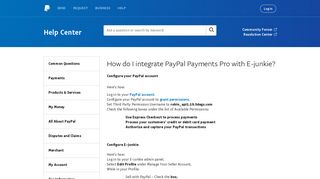How do I integrate PayPal Payments Pro with E-junkie?