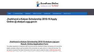 Jharkhand e-Kalyan Scholarship 2018-19 Apply Online