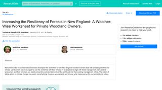 (PDF) Increasing the Resiliency of Forests in New England: A Weather ...