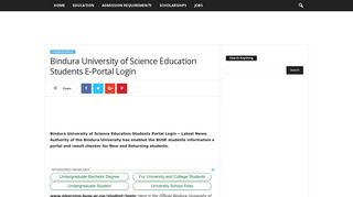 Bindura University of Science Education Students E-Portal Login ...
