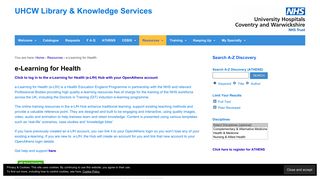e-Learning for Health | UHCW Library & Knowledge Services