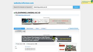 elearning.unisnu.ac.id at WI. e-LEARNING | Login - Website Informer