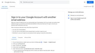 Sign in to your Google Account with another email address - Android ...