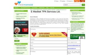 E Meditek TPA Services Ltd. - Contact Details - Medimanage