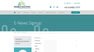 E-News Signup - Mobile Masters