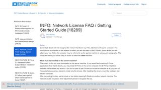 INFO: Network License FAQ / Getting Started Guide [18289] – PST ...
