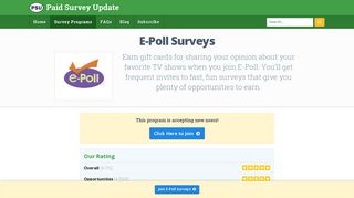 E-Poll Surveys Reviews & Ratings - Paid Survey Update