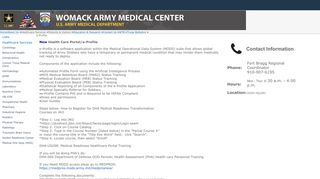 Healthcare Services - e-Profile - Womack Army Medical Center