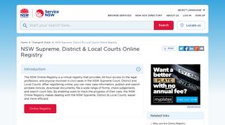 NSW Supreme, District & Local Courts Online Registry | Service NSW