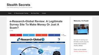 e-Research-Global Review: A Legitimate Survey Site To Make Money ...