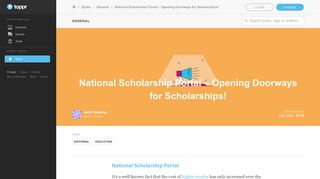 National Scholarship Portal - Application procedure, Dates and more