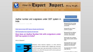 Aadhar number and e-signature under GST system in India