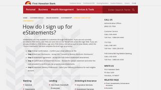 How do I sign up for eStatements? - First Hawaiian Bank