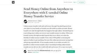 Send Money Online from Anywhere to Everywhere with E-tawakal ...