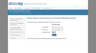 Pay a Pay By Plate MA Invoice - EZDriveMA