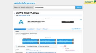 e-toyota.co.za at Website Informer. Login. Visit E Toyota.