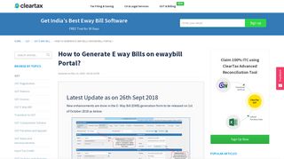 How to Generate eWay Bills on E-Way Bill Portal? - ClearTax