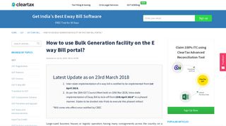 How to use Bulk Generation facility on the eway Bill portal? - ClearTax