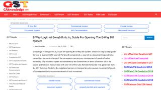 E-way login at ewaybill.nic.in, Guide for Opening the e-Way Bill System