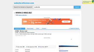 e-wbs.biz at WI. E-WBS - Member Login - Website Informer