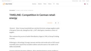 TIMELINE: Competition in German retail energy | Reuters