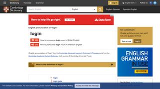 LOGIN | Pronunciation in English - Cambridge Dictionary