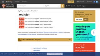 How to pronounce REGISTER in English - Cambridge Dictionary