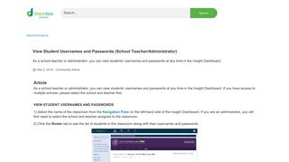View Student Usernames and Passwords (School Teacher ...