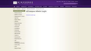 e2Campus Admin Login | Kentucky Campuses | McKendree University