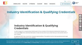 Industry Identification & Qualifying Credentials - E3 Expo