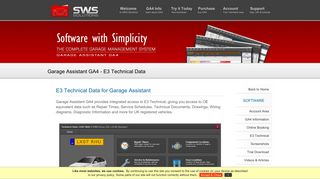 SWS Solutions (UK) Ltd | E3 Technical Data | Garage Assistant GA4 ...