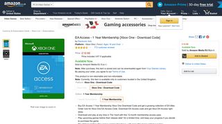 EA Access - 1 Year Membership [Xbox One - Download ... - Amazon UK