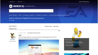 How to reset your Origin/EA Account password - Answer HQ