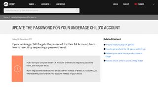 Update the password for your underage child's account - EA Help