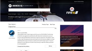 Problem with login EA account on FIFA 18 PS4 - Answer HQ