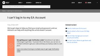 I can't log in to my EA Account - EA Help