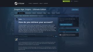 How do you retrieve your account? :: Dragon Age: Origins - Ultimate ...