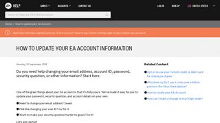 How to update your EA Account information - EA Help - Electronic Arts
